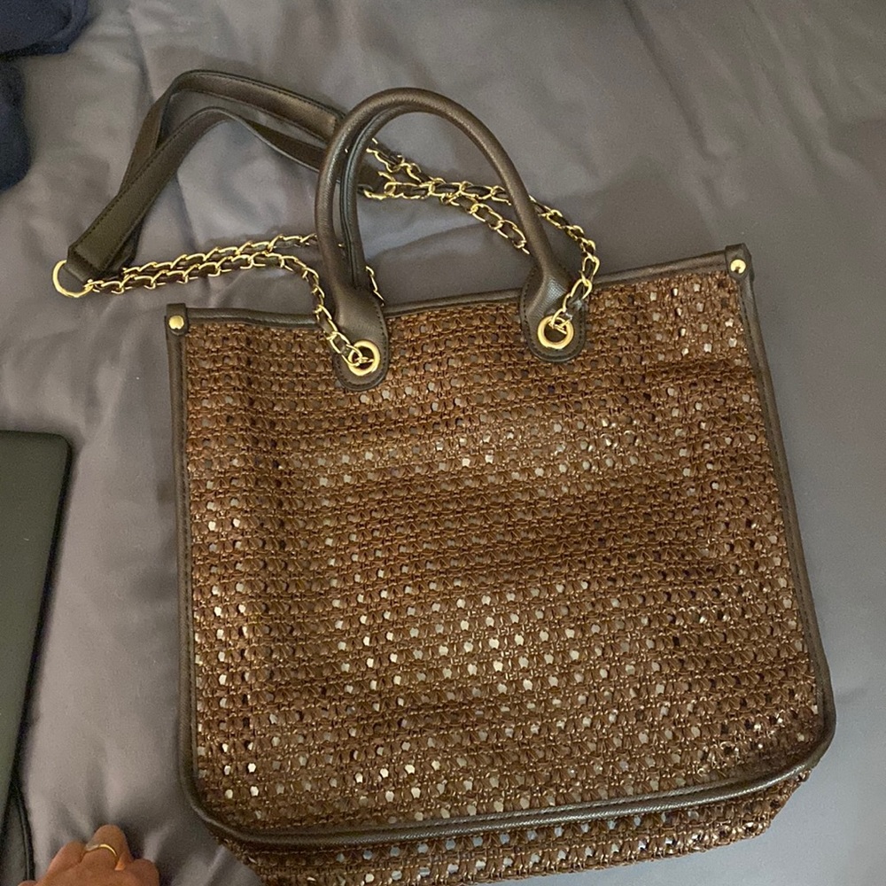 Zara brown woven shoulder bag